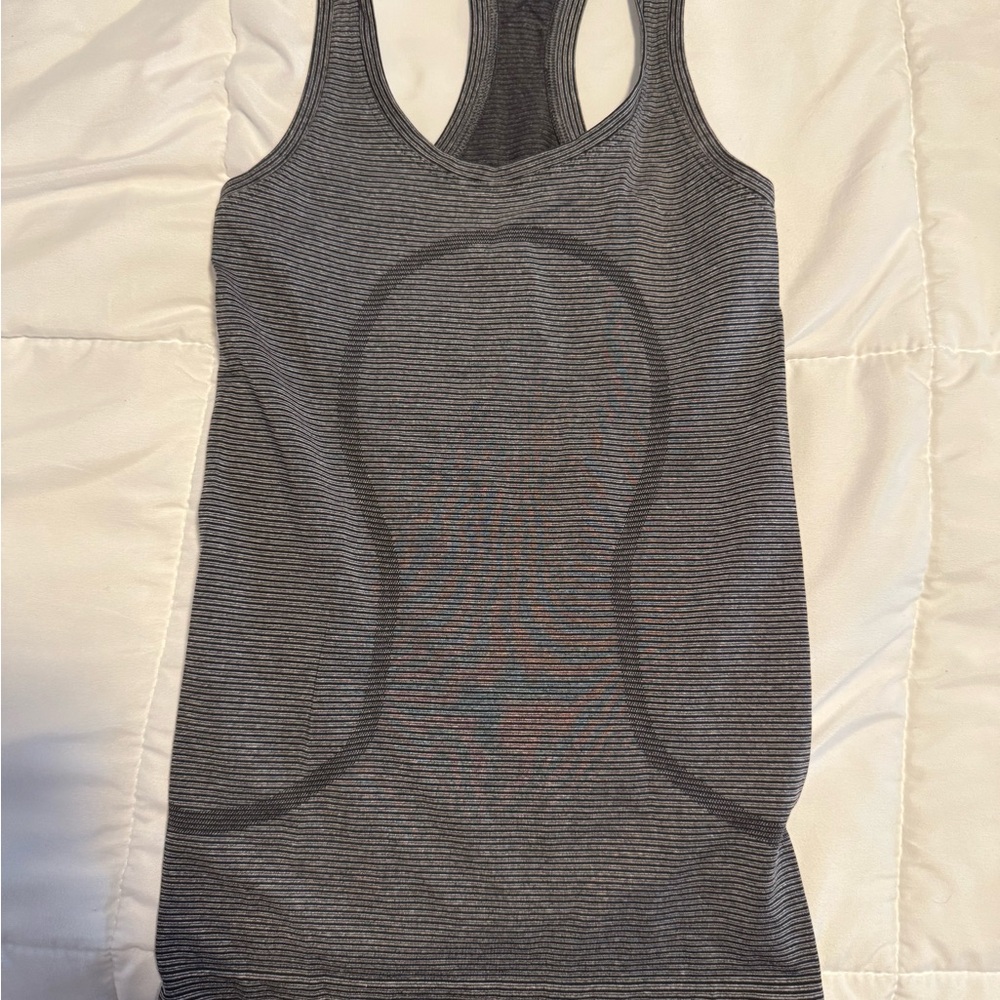 Lululemon Black and Gray Striped Top